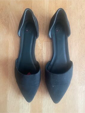 Derek Heart Black Suede Pointed-Toe Slip-On D'Orsay Flats - Women's Size 11